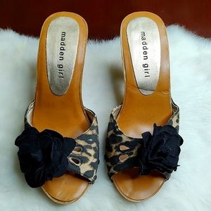 Madden Girl Sandals Heels Animal Print Floral Studded Shoes SZ: 6